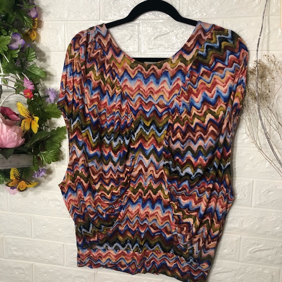 _🌼3/$30🌼the Podolls Cap Sleeve Printed Blouse  L - Picture 9 of 15